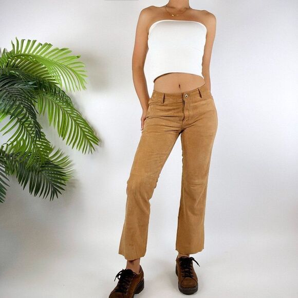 Vintage Y2K Timmy Hilfiger Boho Cowgirl Low Rise Western Suede Leather Pants / 0 - Picture 4 of 6